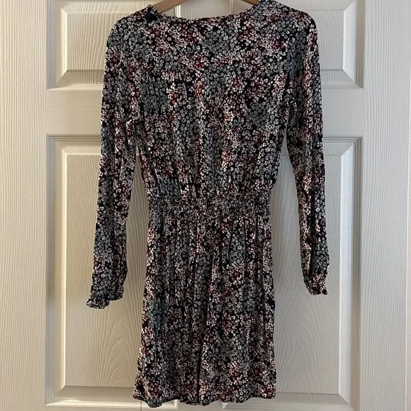 Blue & Purple Floral Longsleeved Dress - Picture 3 of 3